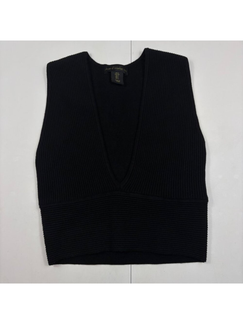 House Of Harlow 1960 Black Ribbed Knit‎ Sleeveless Crop Top Womens Size S